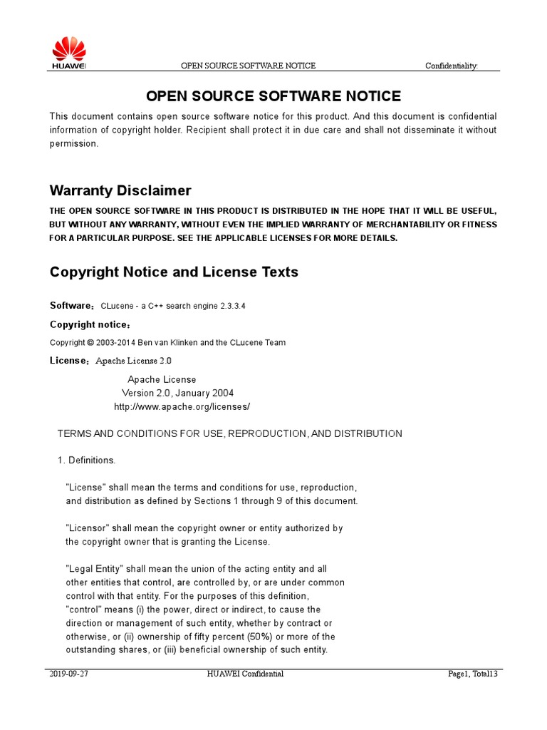 Open Source Software Notice PDF Source Code Creative Commons License