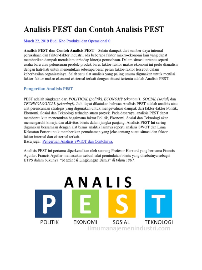 Contoh dan Pengertian Analisis PEST | PDF