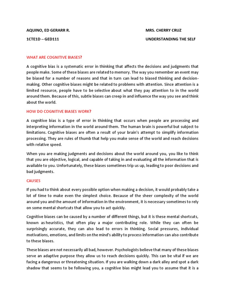 Cognitive Biases Explained | PDF | Heuristic | Heuristics In Judgment ...