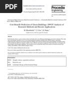 Cost-Benefit Prediction of Green Buildings: SWOT Analysis of Research Methods and Recent Applications