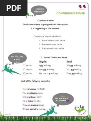 Continuous Tense Example No Answers Pdf Grammatical Tense Verb