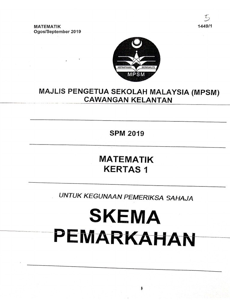 2019 Skema Matematik Pdf