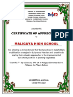 Certificate of Appreciation Mligy