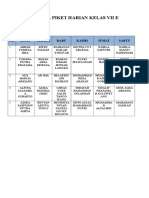 Jadwal Piket Harian Kelas Vii e