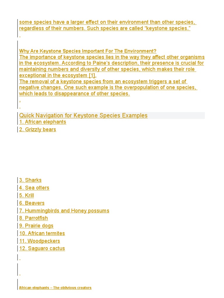 Quick Navigation For Keystone Species Examples PDF Grizzly Bear