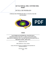 Factores Económicos, Políticos e Institucionales de La Recaudación Del Impuesto Predial en Las Municipalidades de La Región Junín, 2009-2016.