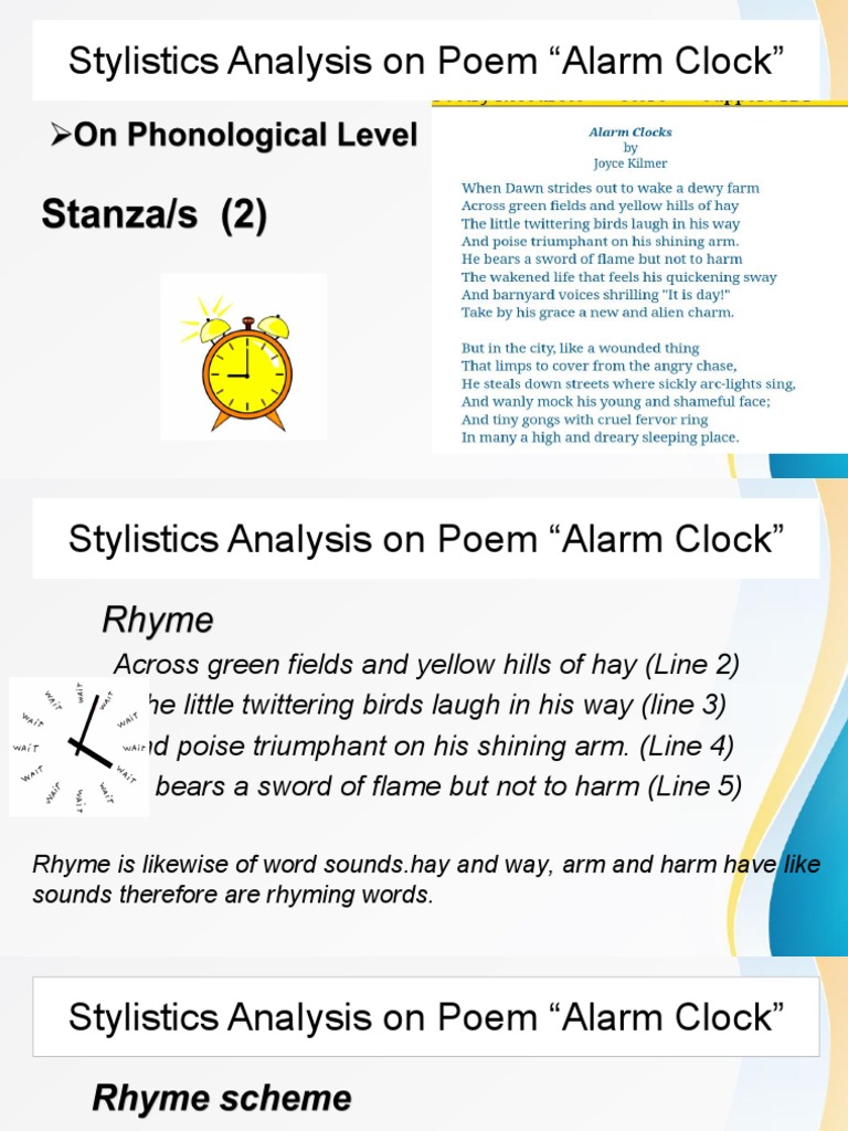 Alarm Clock Stylistics Joyce Kilmerfor Word | PDF | Poems | Poetry