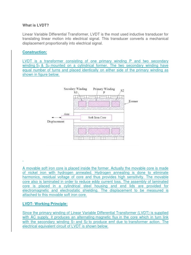 What Is LVDT | PDF | Electrical Resistivity And Conductivity | Transformer