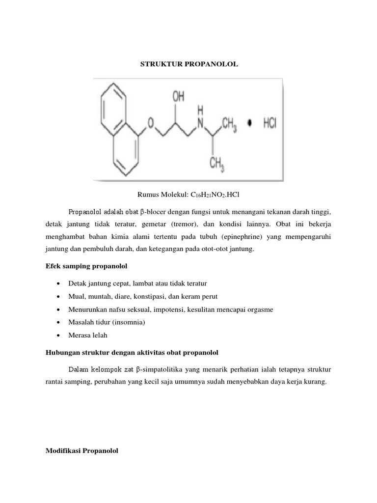 Propanolol Struktur & Efek PDF
