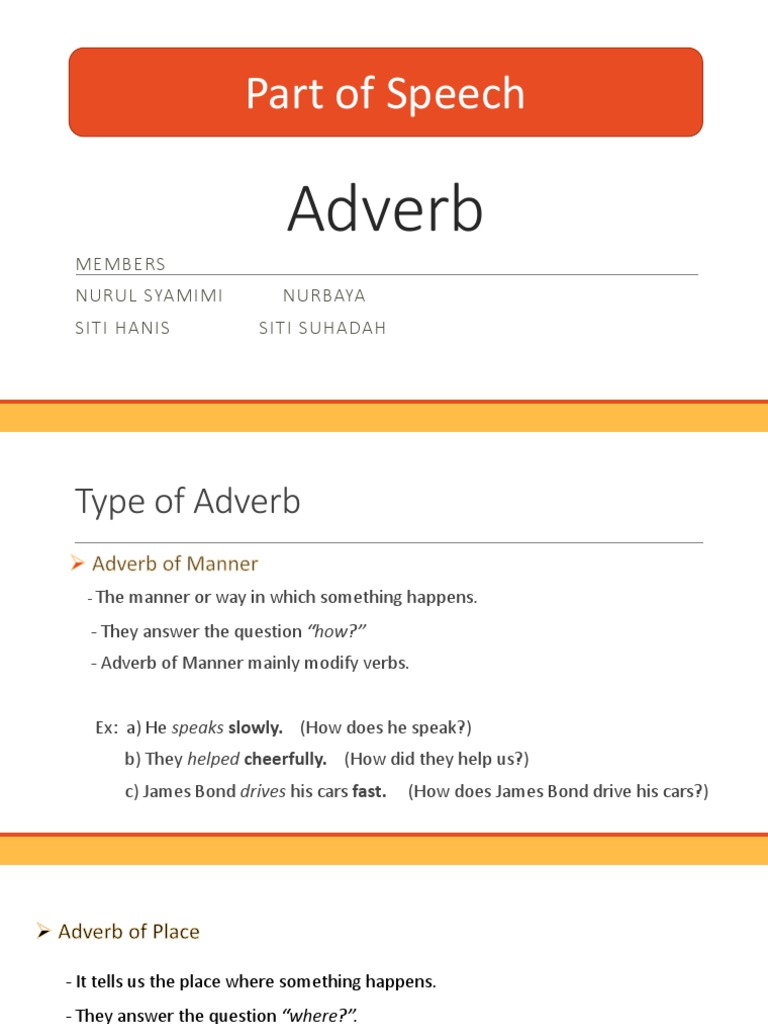 Part Of Speech Adverb Pdf