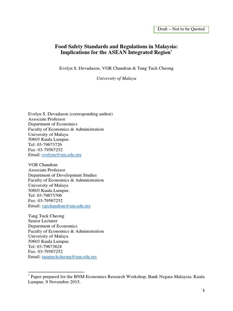Malaysia's Food Safety Regulations in ASEAN | PDF | Association Of ...