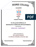 Aligarh: For The Partial Fulfillment of Bachelor of Computer Application (Bca)
