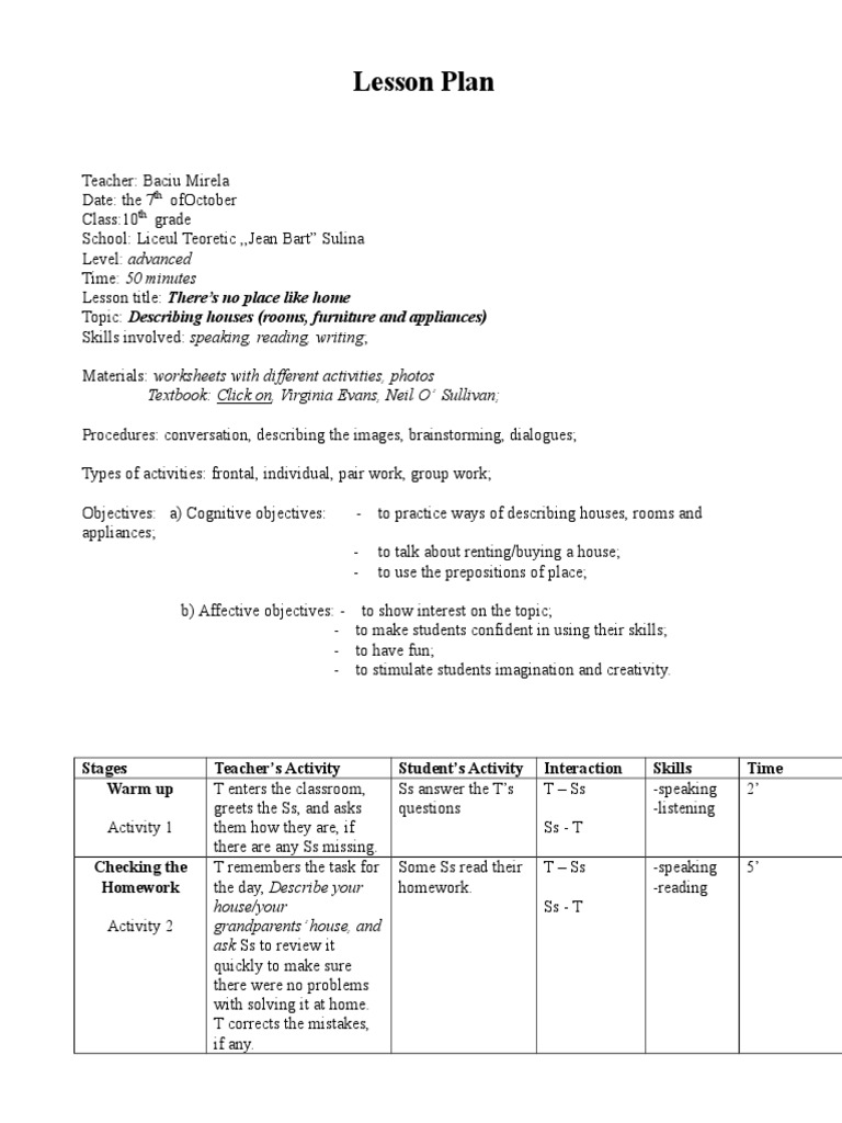 Lesson Plan: Worksheets With Different Activities, Photos Textbook ...