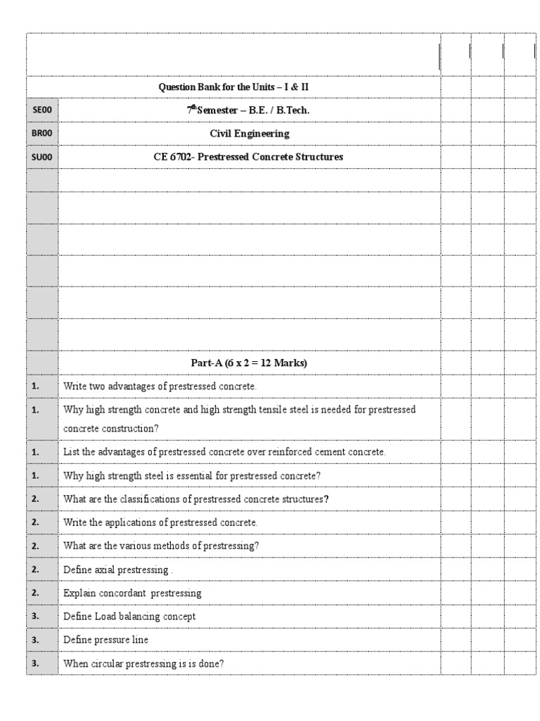 7th Sem Prestressed Concrete Structures | PDF | Prestressed Concrete ...