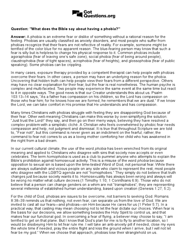 Got Questions PDF Phobia Joshua