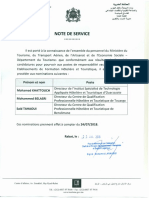 Note de Service - Ministère Du Tourisme