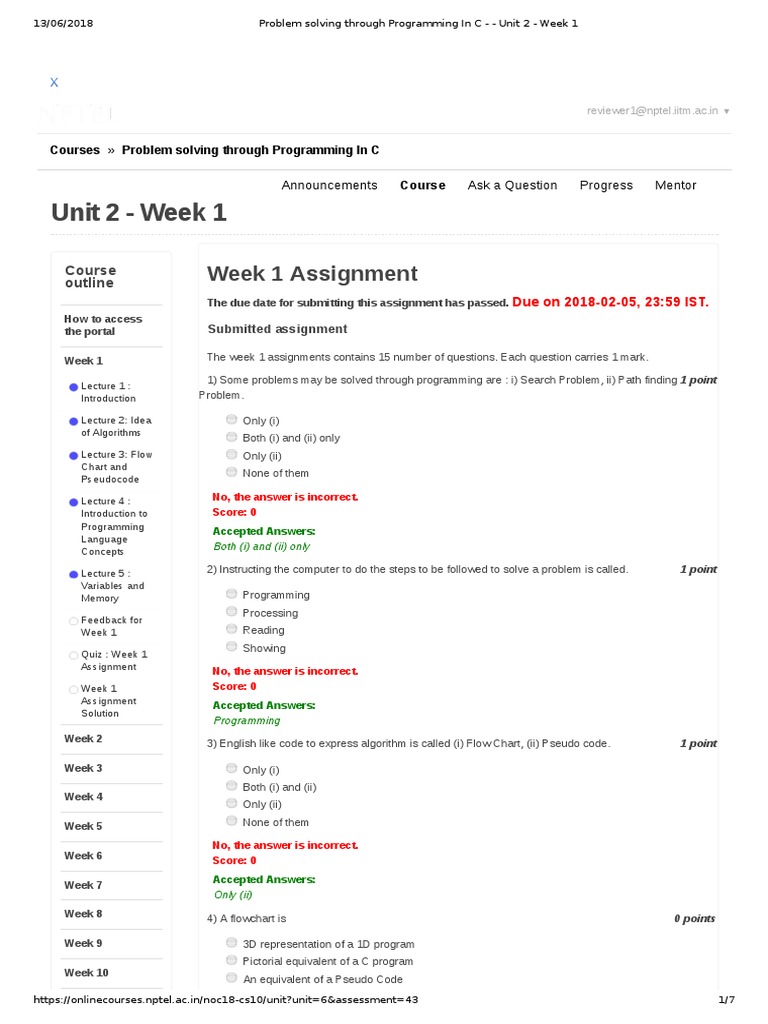 Unit 2 - Week 1 | PDF | Computer Program | Programming