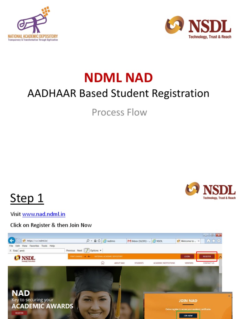 NDML NAD AADHAAR Based Student Registration | PDF