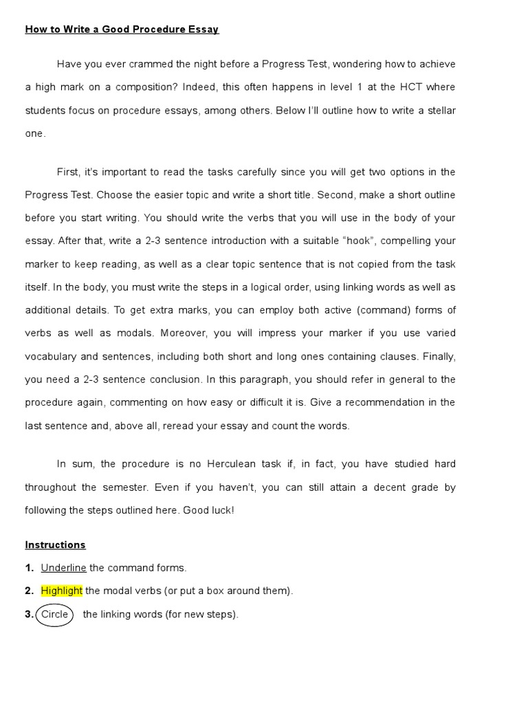 How - To - Write A Procedure - Essay  PDF  Sentence (Linguistics