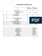 Jewellery Box Cost Sheet