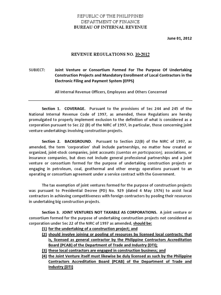 Bir ruling joint venture internal revenue service