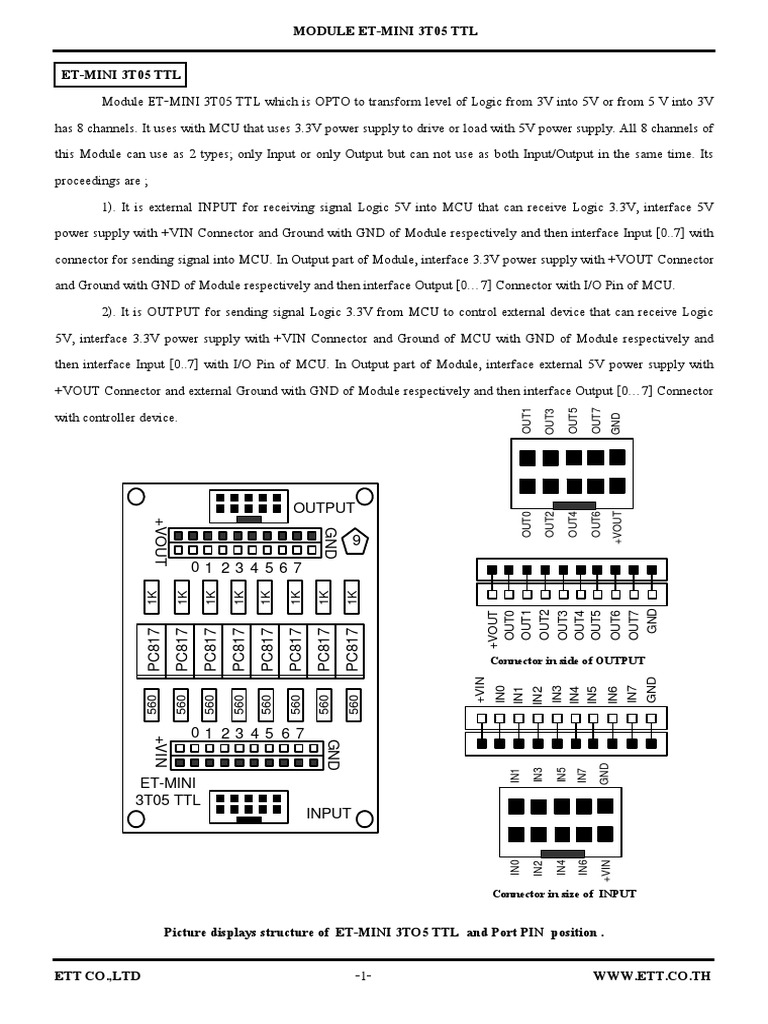 A Guide to the ETMINI 3T05 TTL Module An Optocoupler for Converting Logic Levels Between 3V