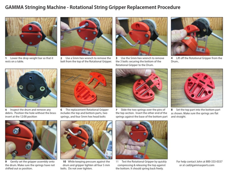 Instructions Rotational Tennis String Gripper Replacement Gamma PDF