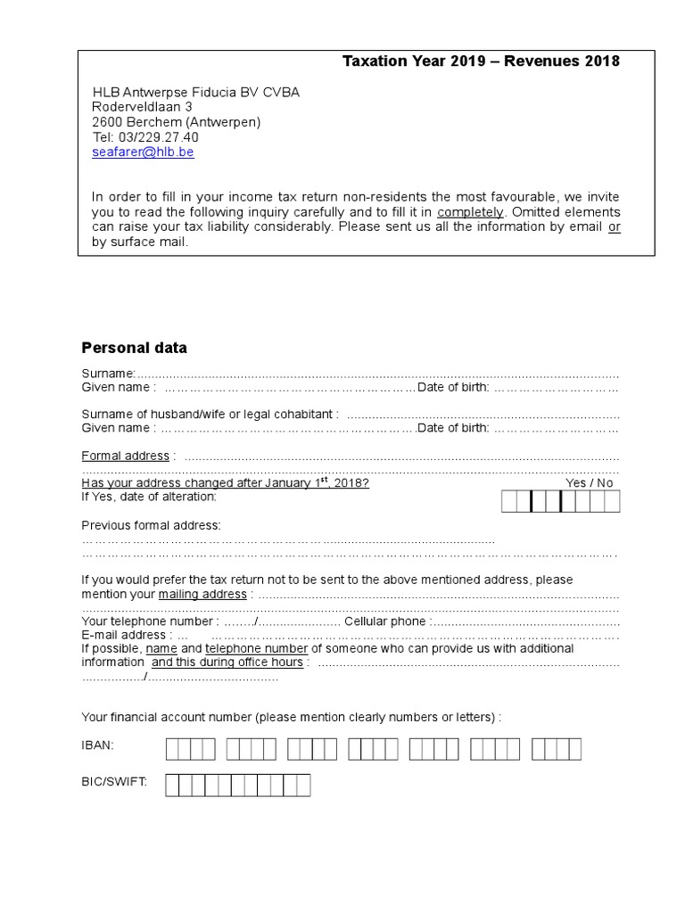 2019 Tax Return Information for Non-Residents | PDF | Life Insurance ...