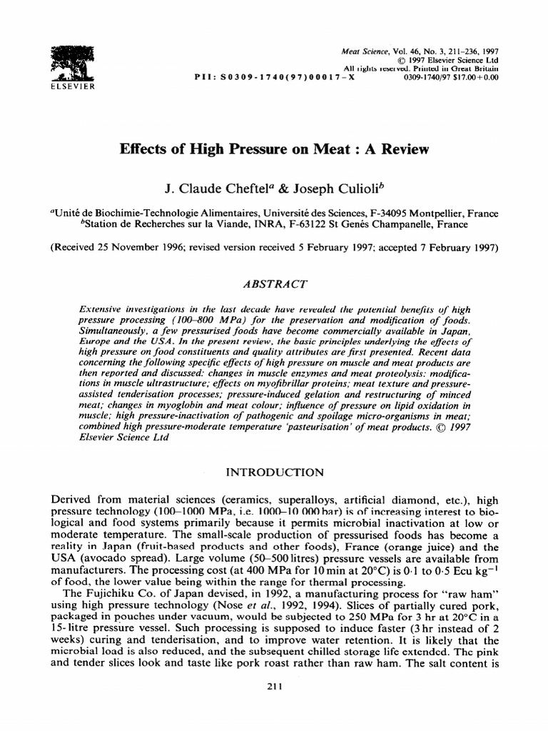 Meat High Pressure | PDF | Actin | Muscle Contraction