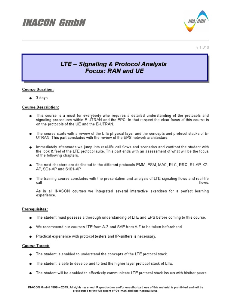 LTE Sig+Prot RAN+UE - v1.310 TOC | PDF | Internet Protocols | Networks