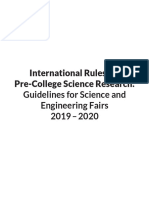 International Rules For Pre-College Science Research: Guidelines For Science and Engineering Fairs 2019 - 2020