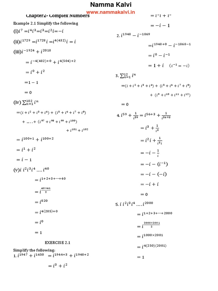 Complex Numbers: Chapter 2 Exercises | PDF | Complex Number | Integer