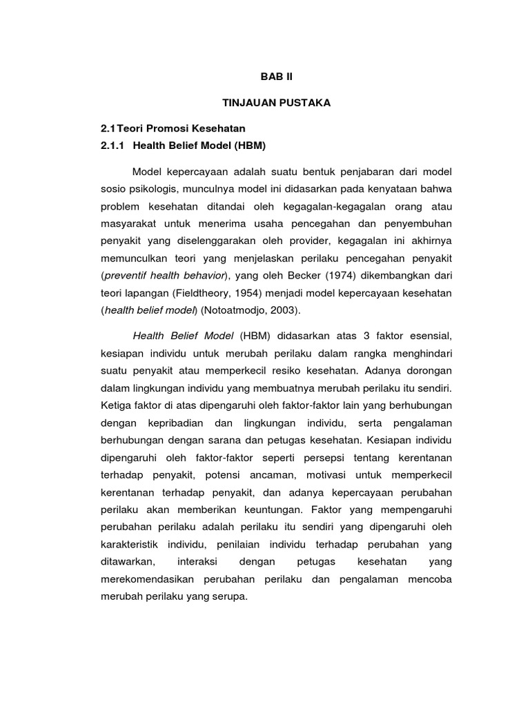 Tugas Teori Perubahan Perilaku Tinjauan Pustaka Pdf
