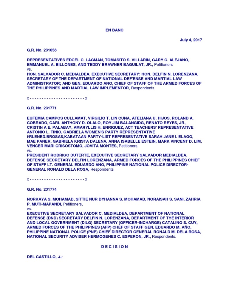 The President's Declaration of Martial Law and Suspension of Writ of