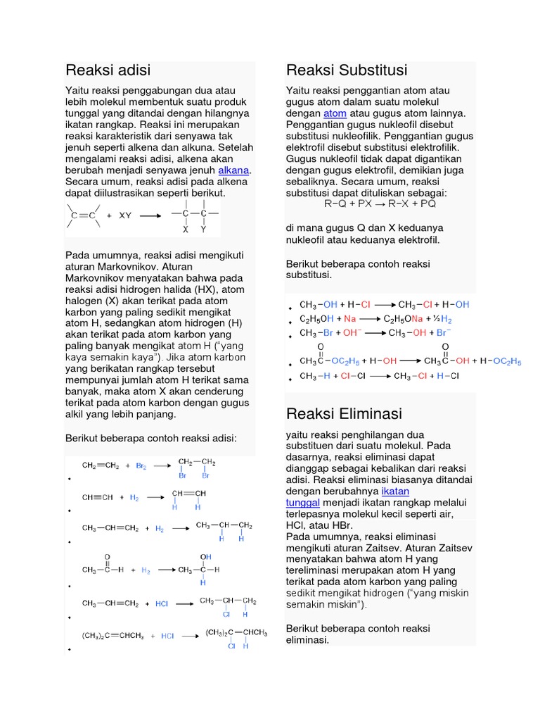 Mekanisme dan Contoh Reaksi Adisi | PDF