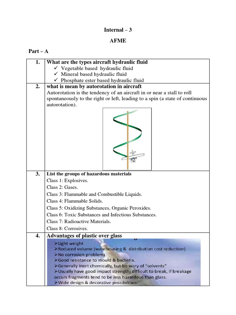Internal 3 Afme Part A 1. What Are The Types Aircraft Hydraulic