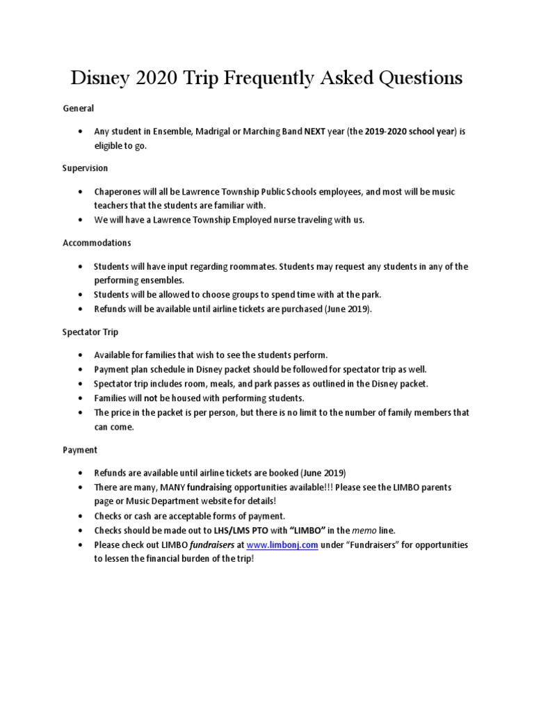 Disney 2020 Faq | PDF