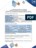 Guía de Actividades y Rúbrica de Evaluación - Fase 2. Resolver El Caso de Definición Del Plan Maestro de Producción PMP PDF