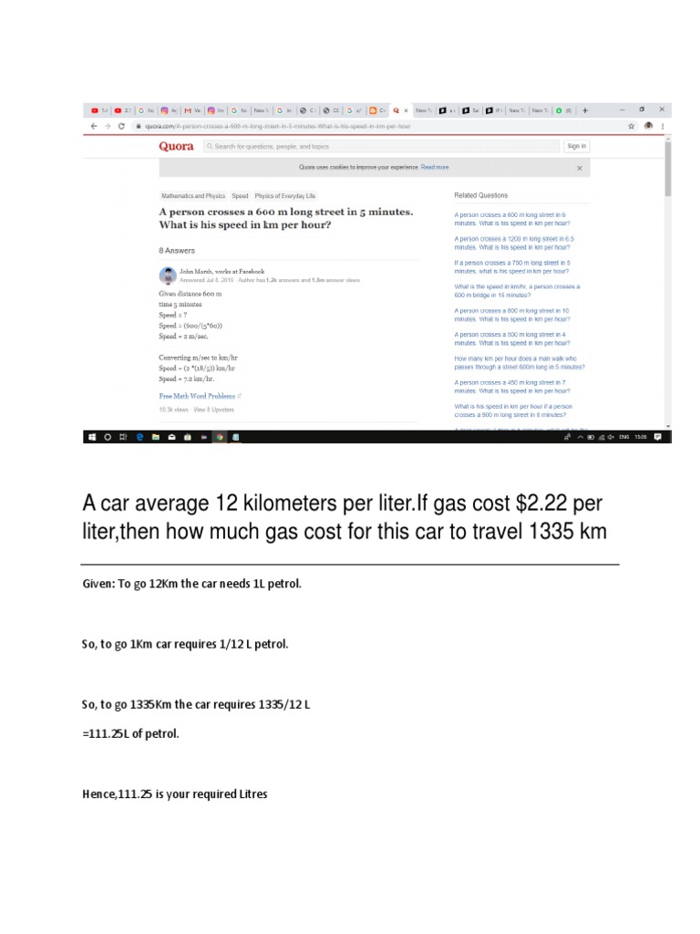 A Car Average 12 Kilometers Per Liter | PDF | Area | Computer Programming