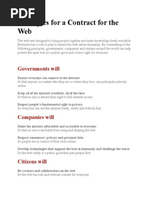Principles for a Contract for the Web