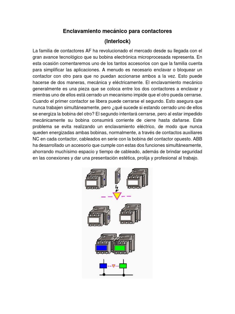 Enclavamiento mecanico para contactores