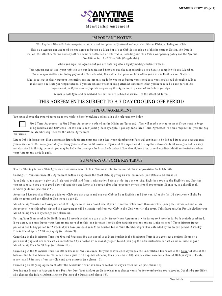 This Agreement Is Subject To A 7 Day Cooling Off Period Important