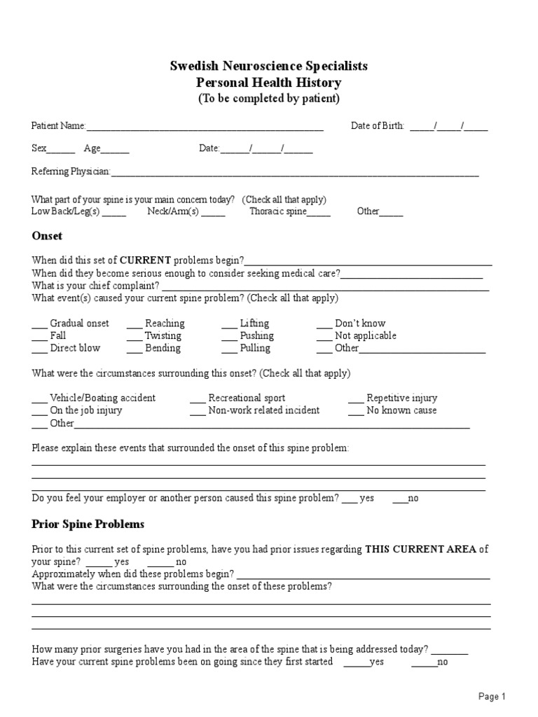 New Patient Spine Packet | PDF | Chiropractic | Pain