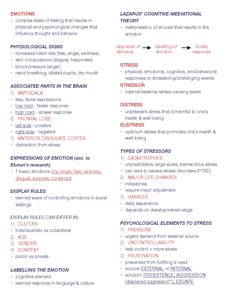 Emotions and Stress Reviewer | PDF | Stress (Biology) | Coping (Psychology)