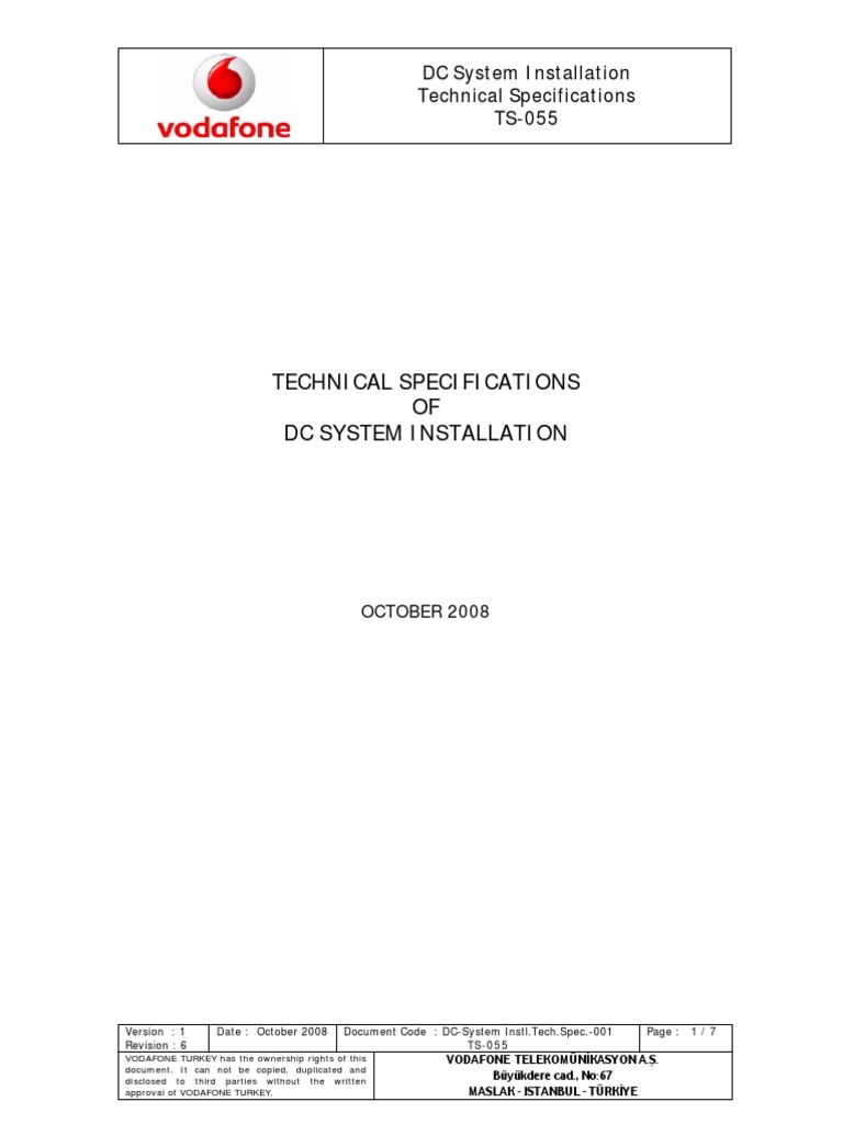 DC System Installation Technical Spec. Octb 2008 PDF
