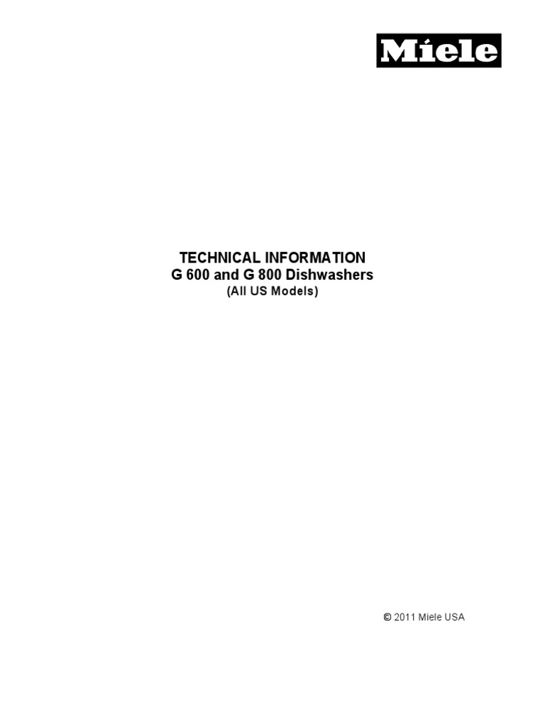 Miele g600 800 Dishwasher Service Manual PDF Hvac Valve