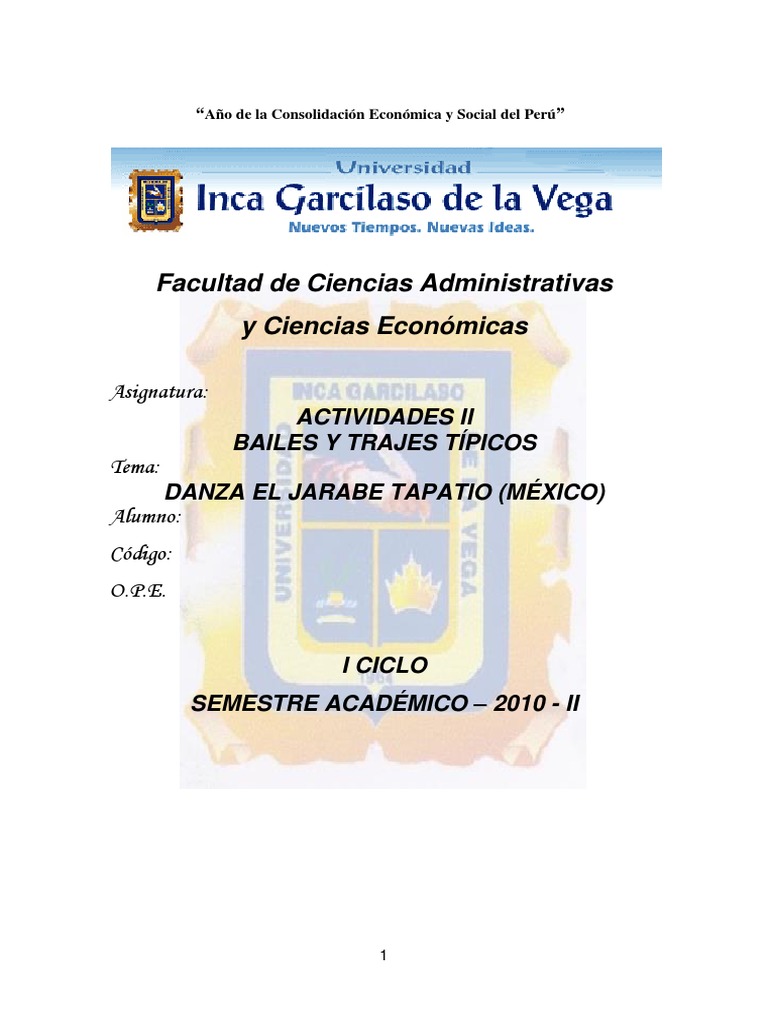 Facultad De Ciencias Administrativas Y Ciencias Economicas Asignatura Jarabe Tapatio Mexico scribd