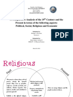 A Comparative Analysis of The 19 Century and The Present in Terms of The Following Aspects: Political, Social, Religious and Economic