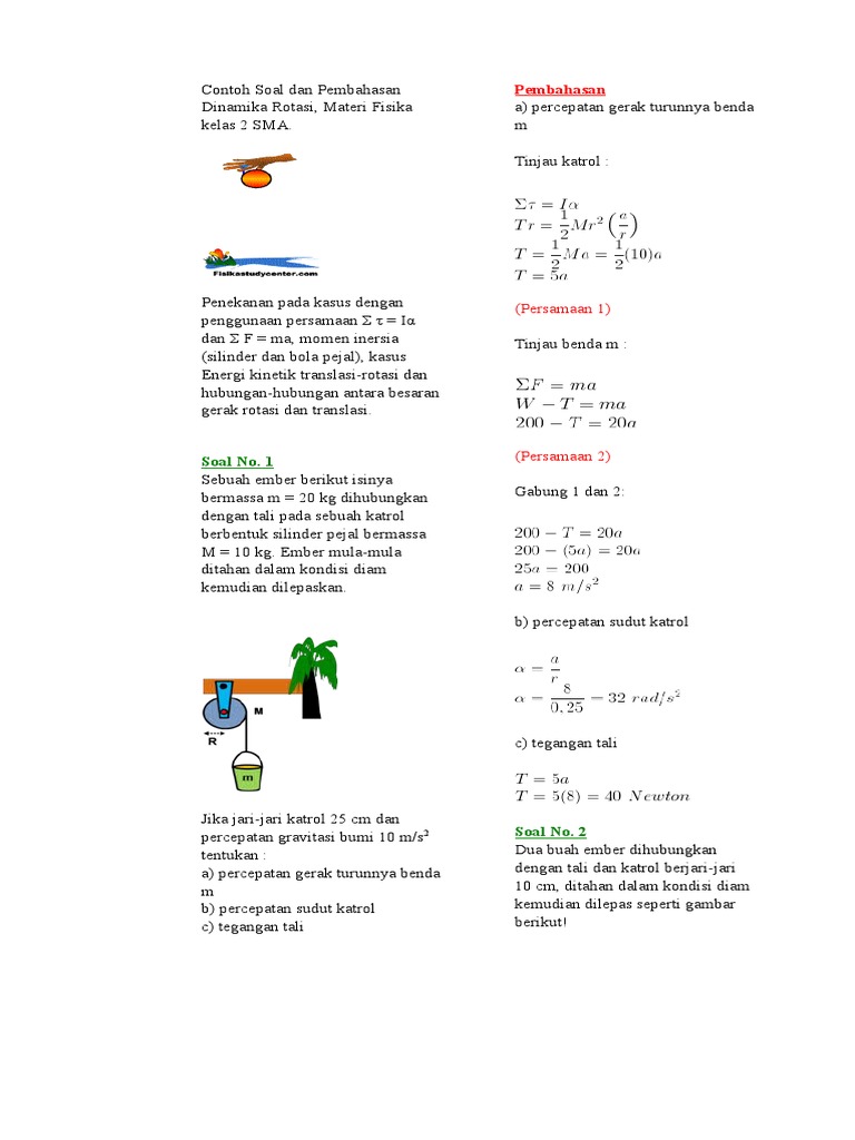 Revisi Terbaru Contoh Soal Un Fisika Tentang Dinamika Rotasi - Unduh