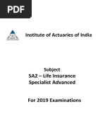 Institute of Actuaries of India: SA2 - Life Insurance Specialist Advanced